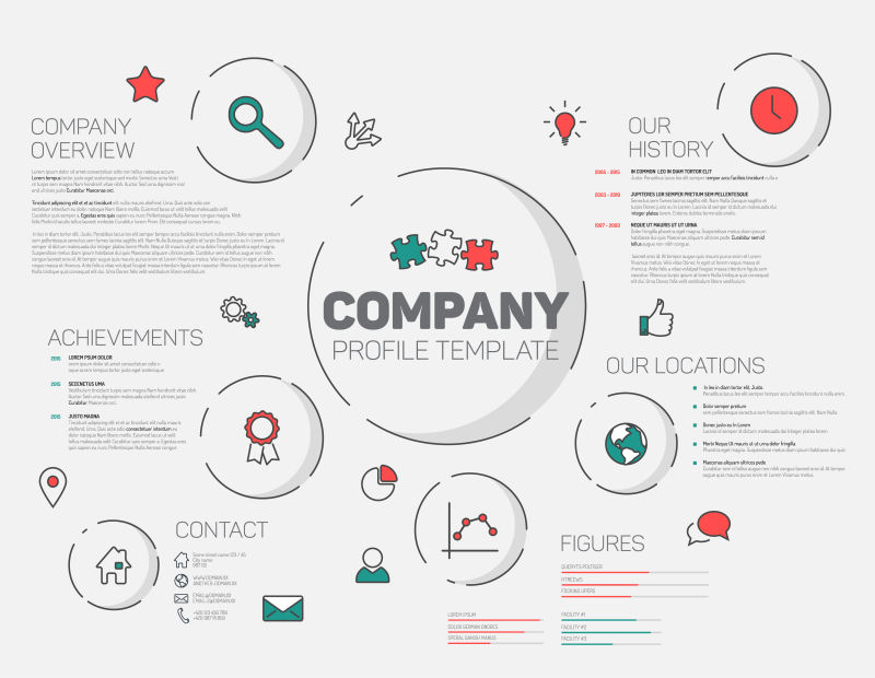 矢量公司信息图表概要简单分析设计