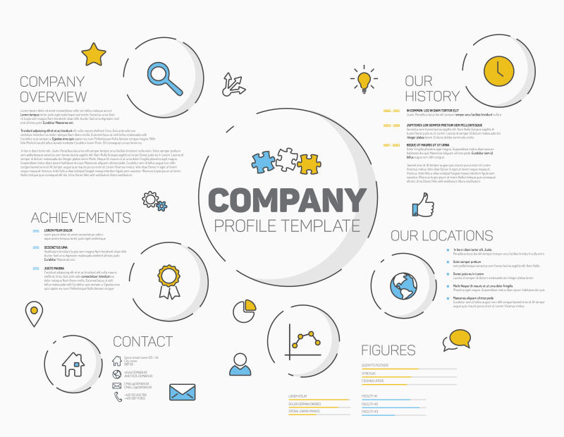 矢量商业公司宣传信息图表概要的设计