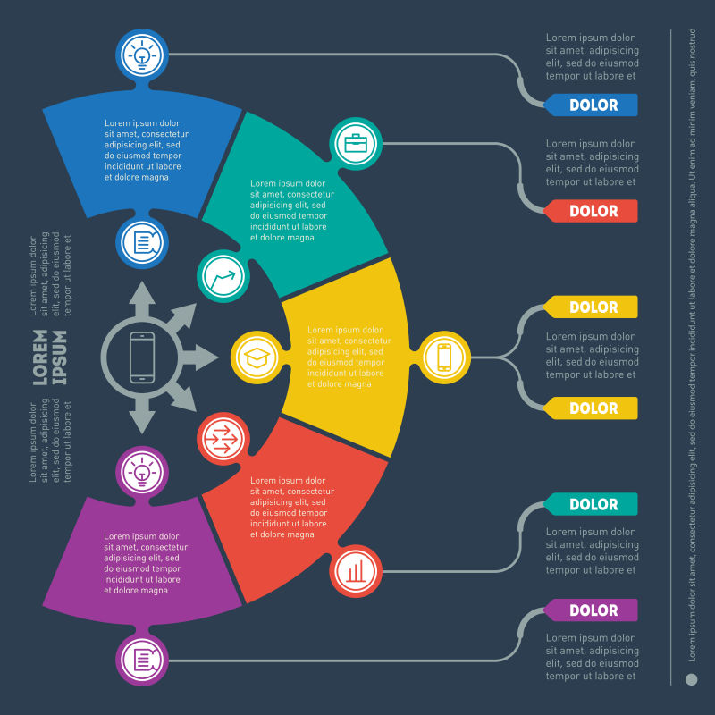 创意矢量彩色半圆风格的信息图表设计