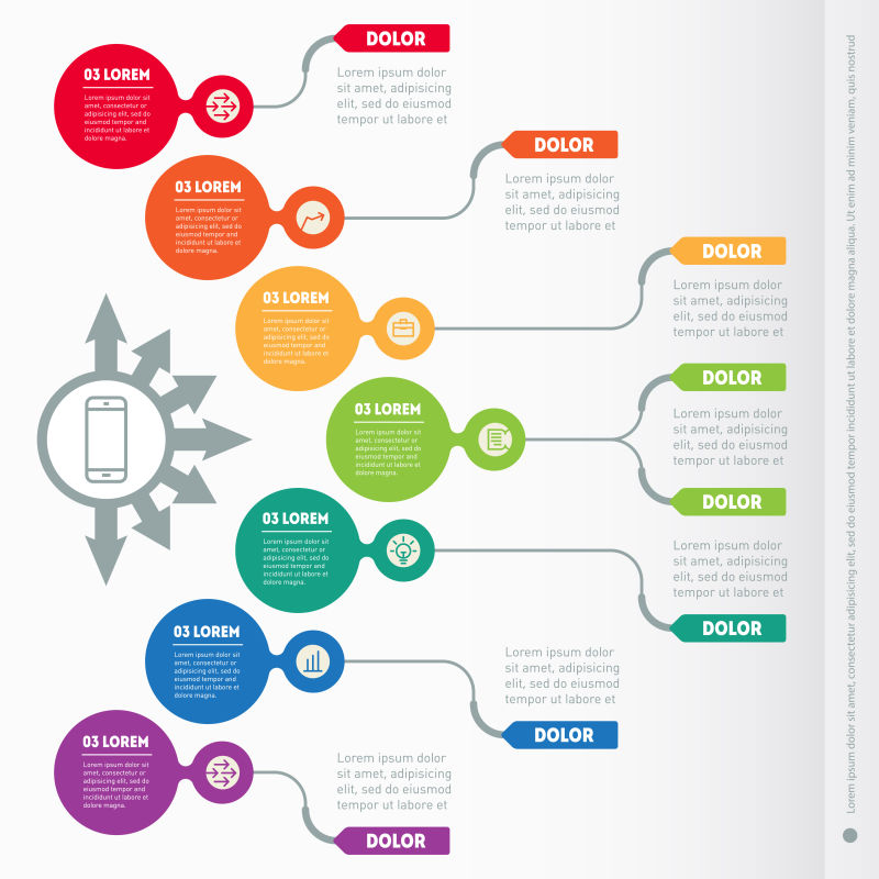 创意矢量彩色圆形元素的信息图表设计