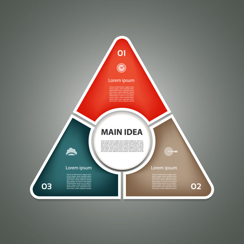 抽象矢量三色几何三角信息图表设计