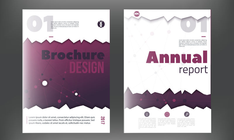 创意深紫色宣传册设计矢量图