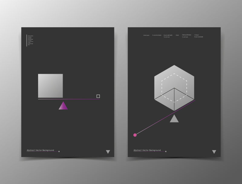黑色抽象几何宣传册设计矢量图