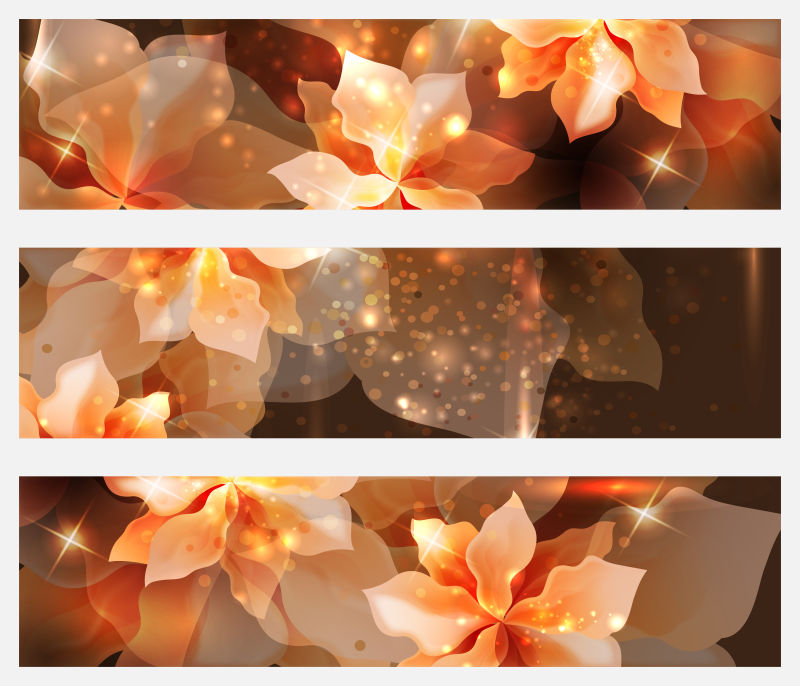 矢量透明发光美丽花朵的横幅设计