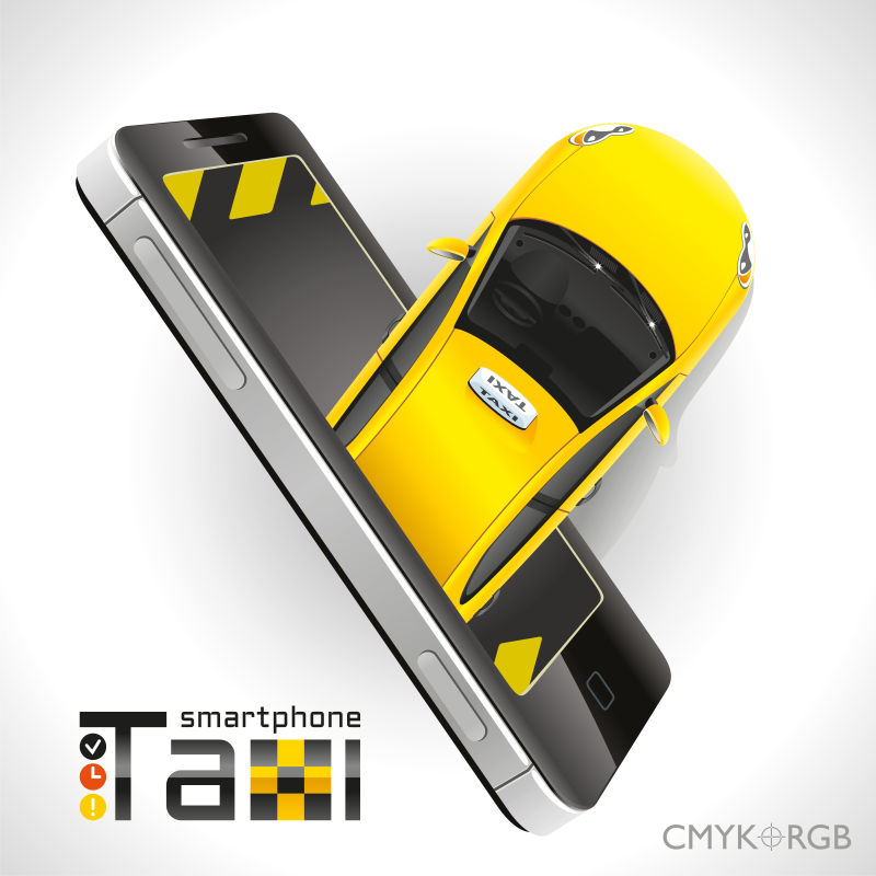 出租车在智能手机上的维修诊断矢量