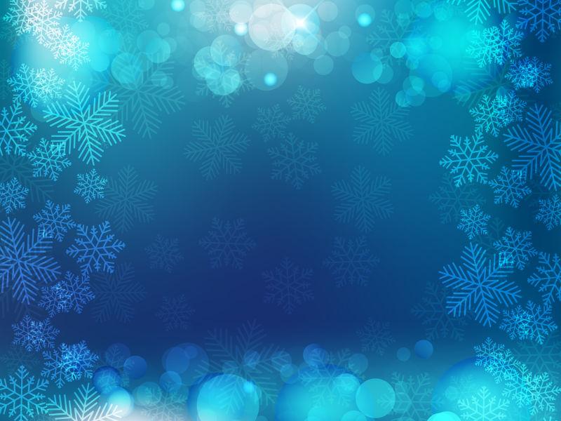 蓝色和白色雪花圣诞背景矢量