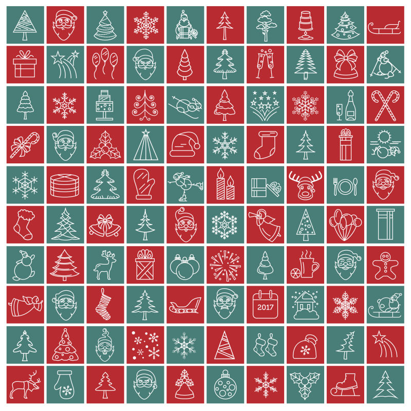 矢量抽象圣诞元素图标设计