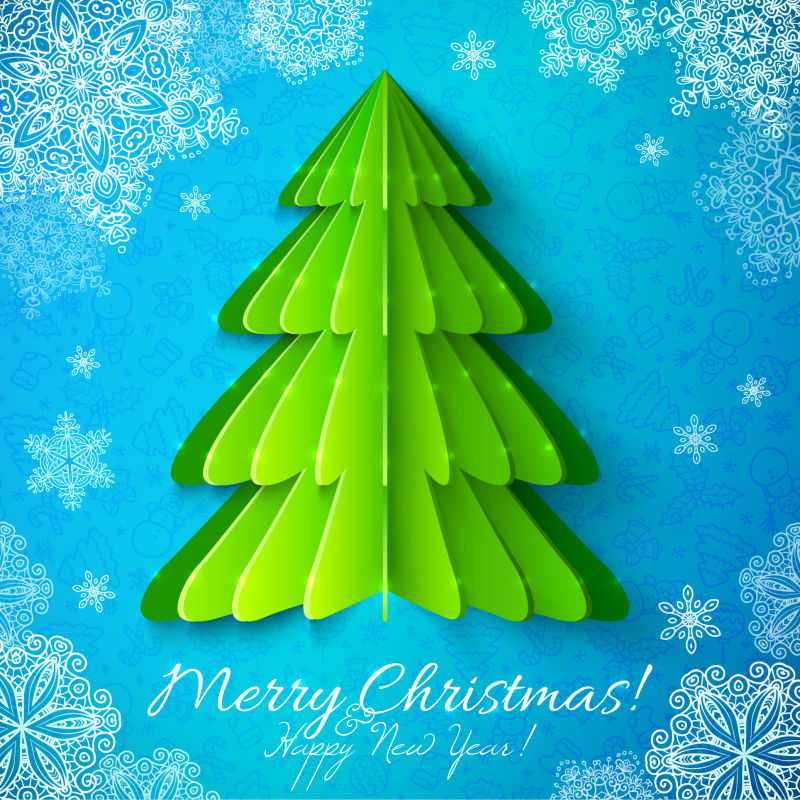 绿色圣诞树设计矢量图