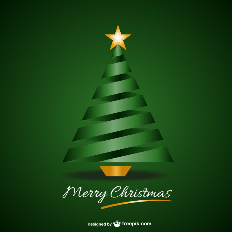 绿色背景的圣诞树设计矢量图