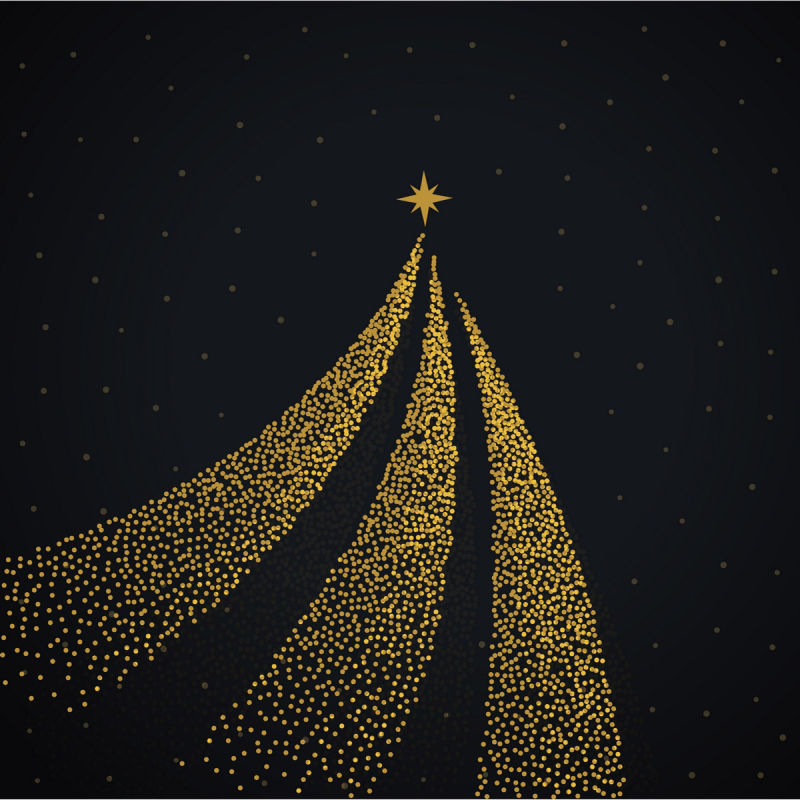 矢量创意金色星组成的圣诞树