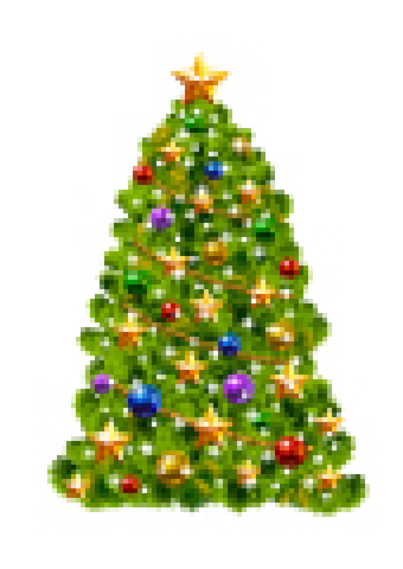 矢量创意绿色圣诞树装饰灯和球