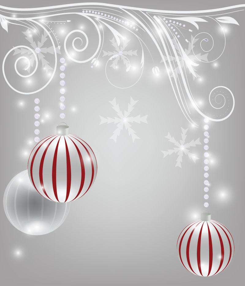 优雅的圣诞球装饰背景矢量插图