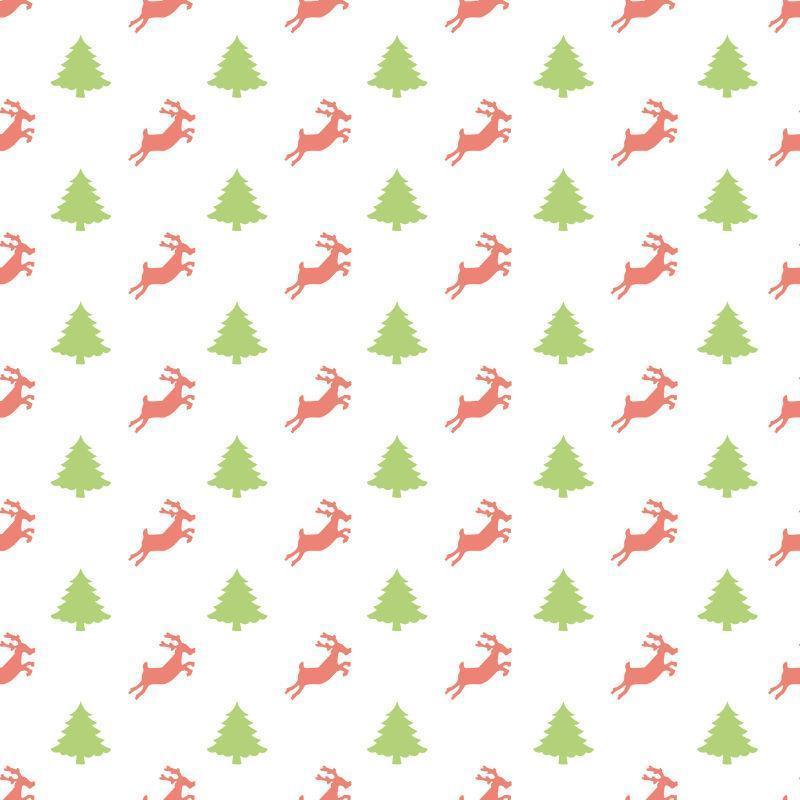 驯鹿和圣诞树元素图案背景矢量