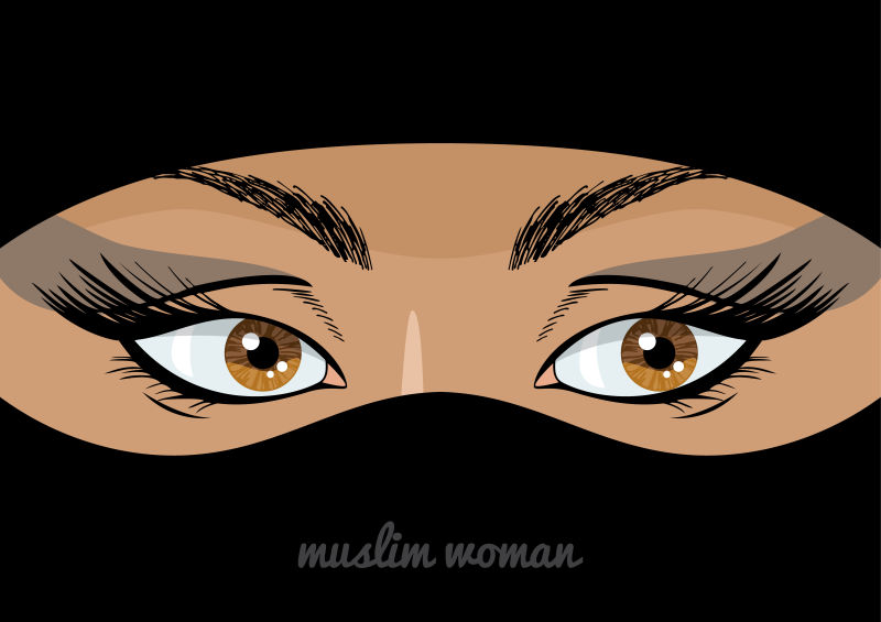 矢量尼卡布穆斯林妇女的美丽眼睛