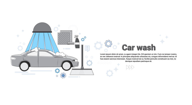 洗车服务汽车业务网络横幅矢量插图