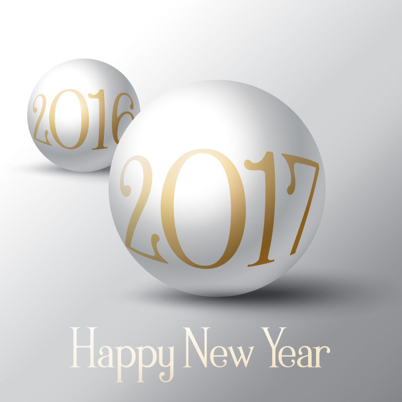 创意矢量球体元素的新年背景