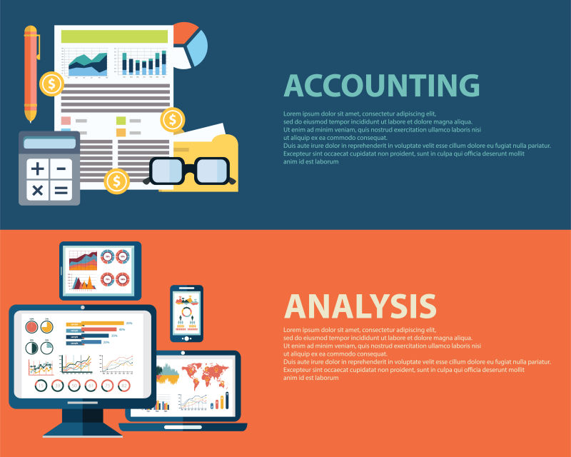 商业分析信息图表和会计财务矢量概念