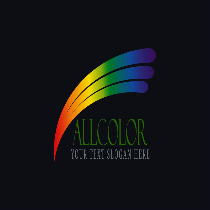 彩虹色的羽毛矢量创意logo设计