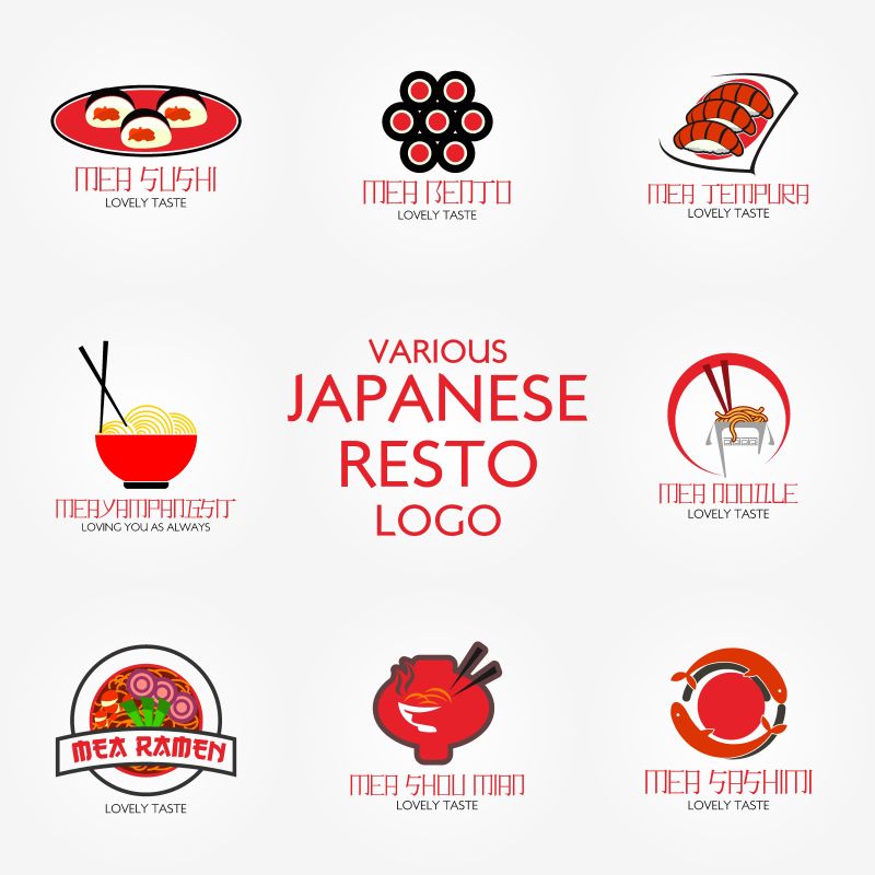 红色的日本传统餐饮餐厅矢量创意logo设计