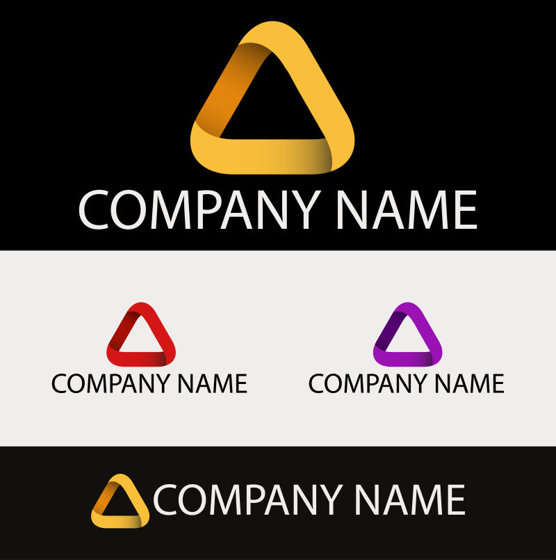 彩色三角形丝带状矢量创意logo设计