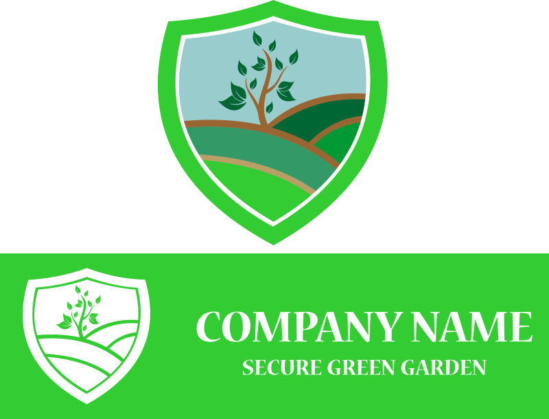 安全保护绿色森林的矢量创意logo设计
