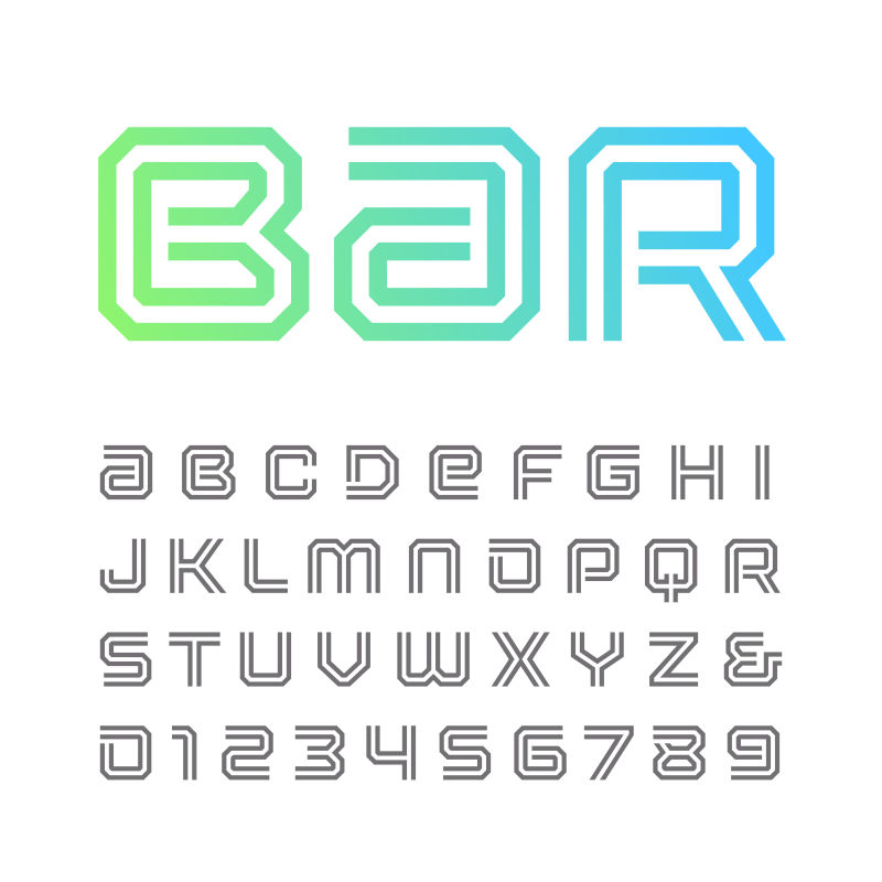 矢量线性装饰的数字字母设计元素