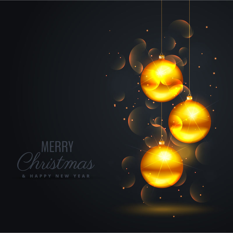 创意矢量金色圣诞球元素的设计背景