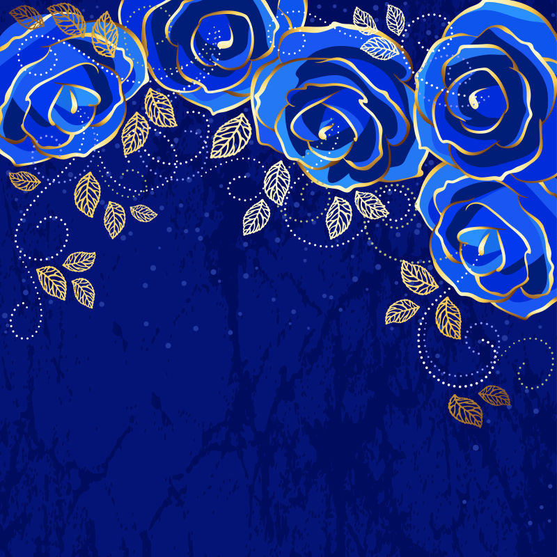 创意矢量蓝色玫瑰装饰背景