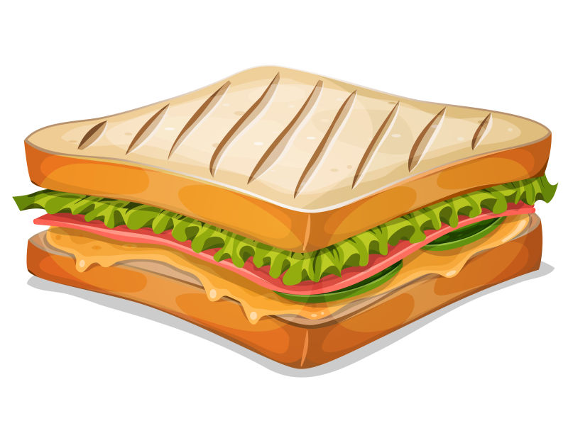 矢量的法国三明治插图
