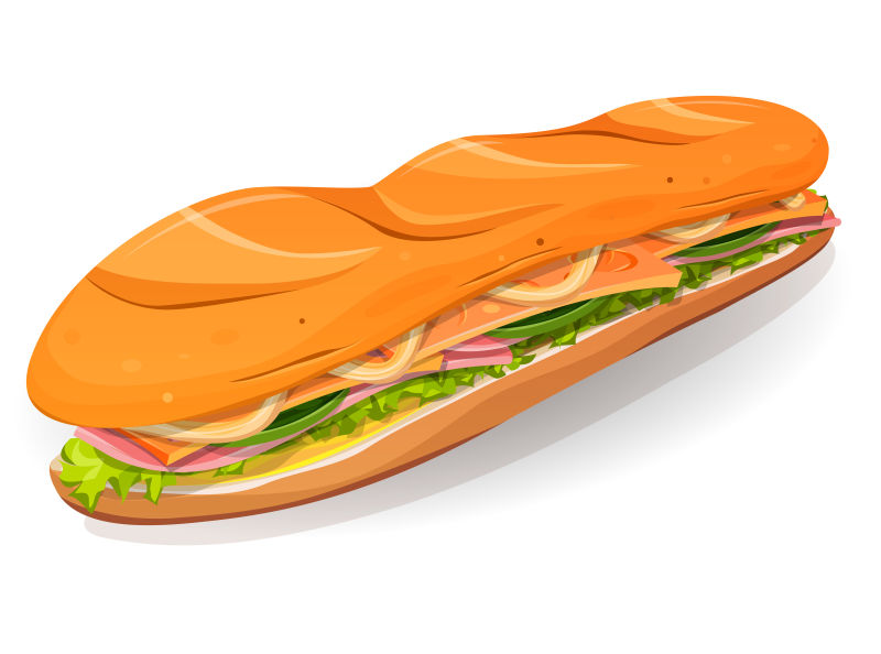 法国三明治插图矢量设计
