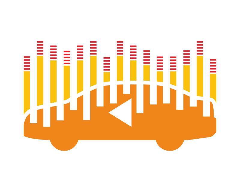橙色汽车快速运输的轮廓图标矢量