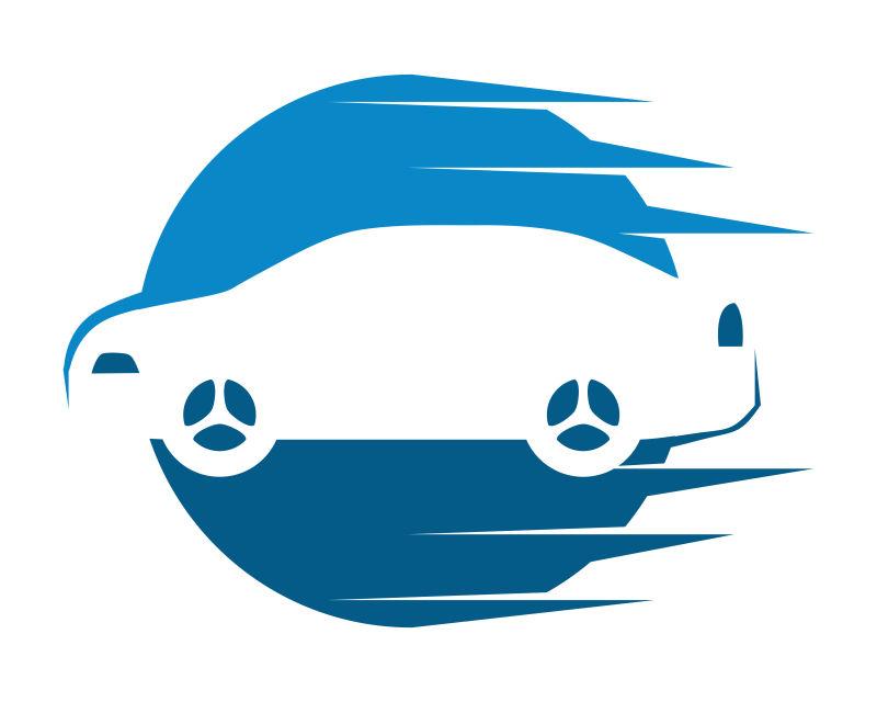 蓝色汽车驱动经销商形象图标