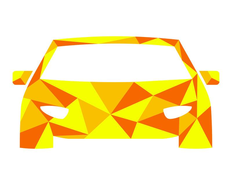 黄色钻石汽车的轮廓图标矢量设计