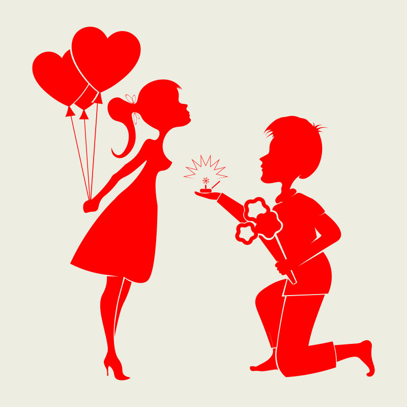 情人节求婚创意插图矢量设计