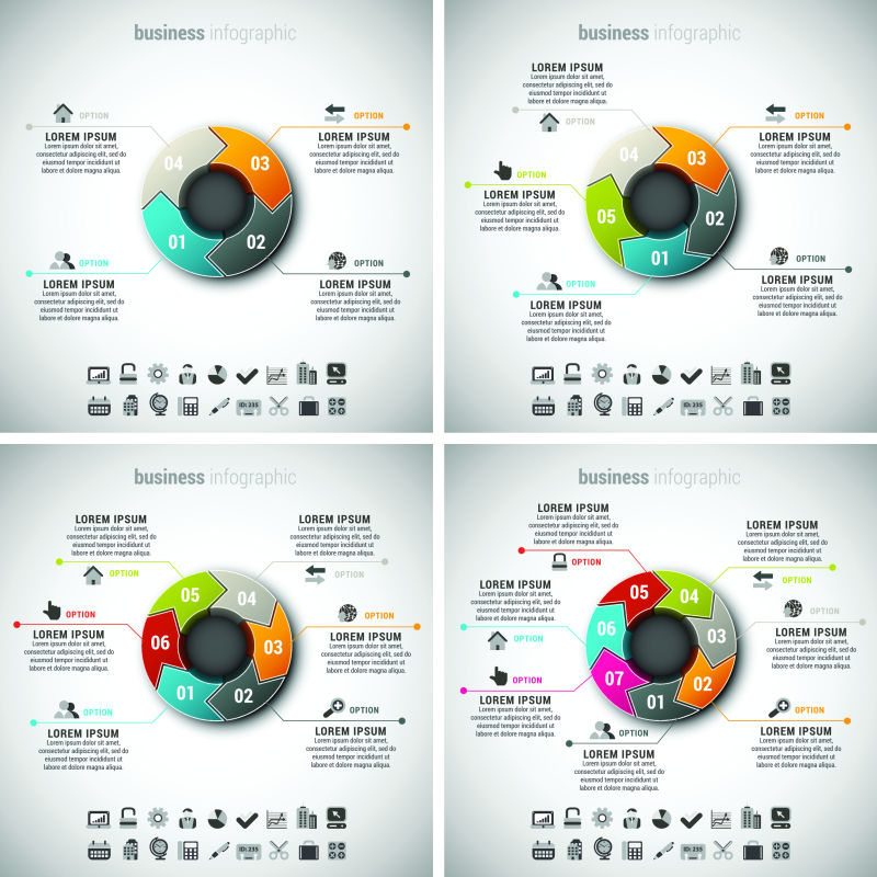 彩色商业现代信息图表设计矢量