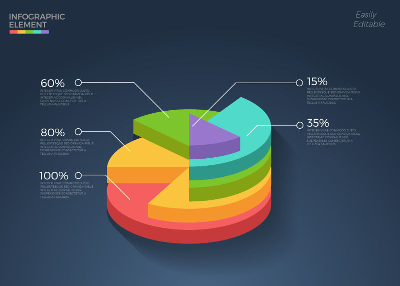 圆饼图风格商业信息图形设计矢量