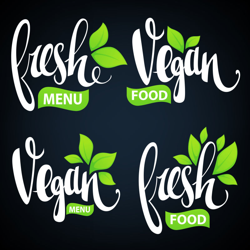 新鲜的有机食品和菜单矢量创意logo设计