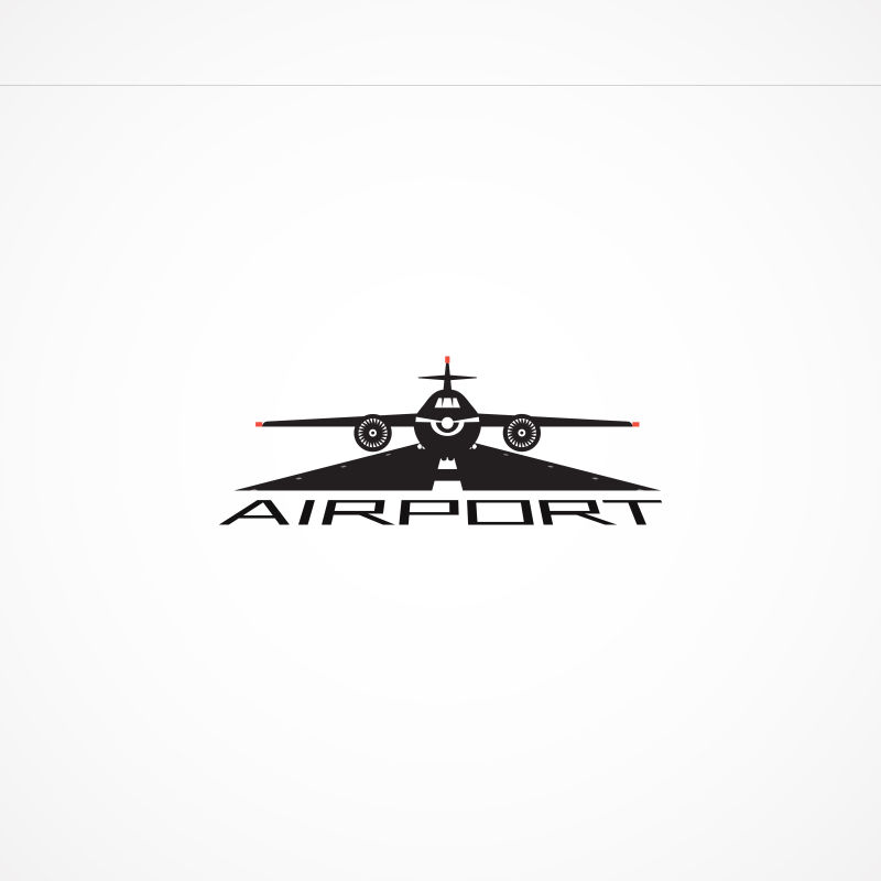 在跑道上的飞机矢量创意logo设计