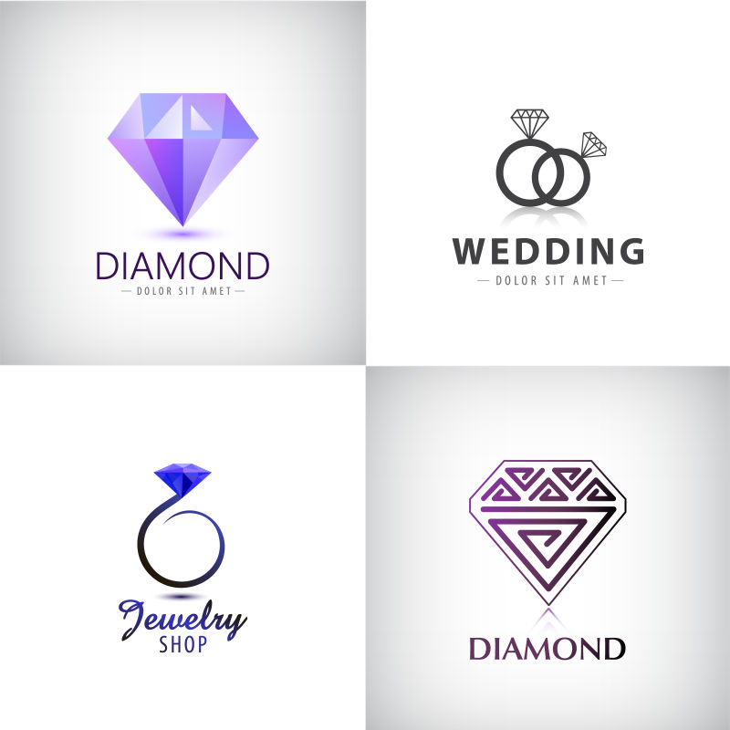 钻石结婚戒指矢量创意logo设计