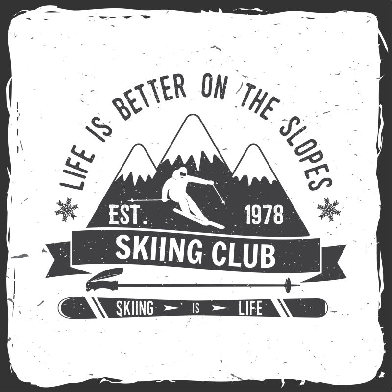 滑雪俱乐部的矢量标志设计