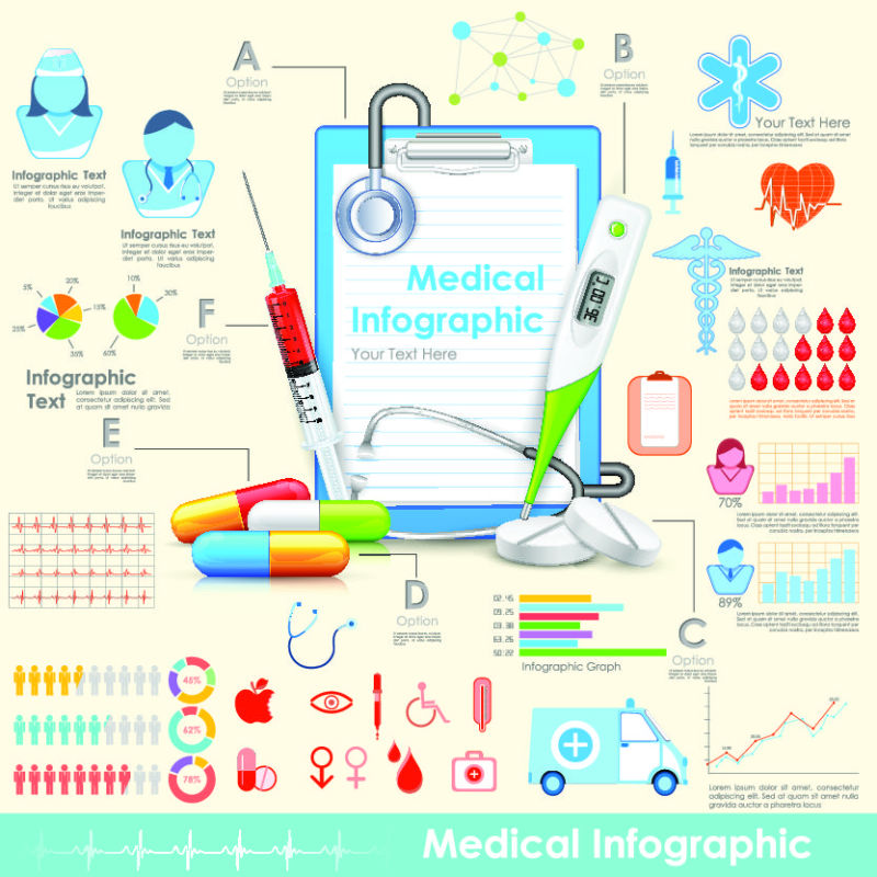 医学信息图表插图矢量设计