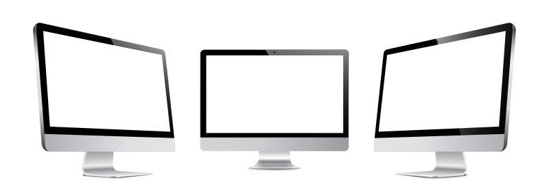 矢量三种形式的空白屏幕笔记本电脑