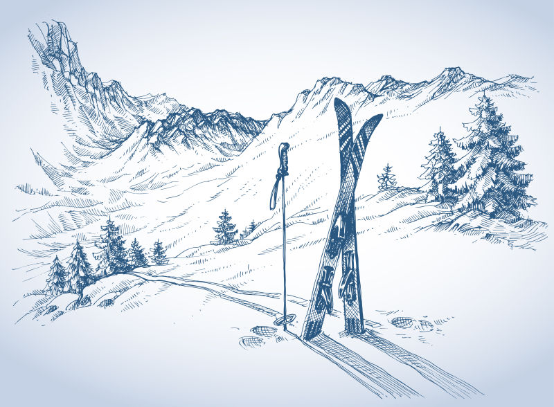滑雪场地的矢量背景