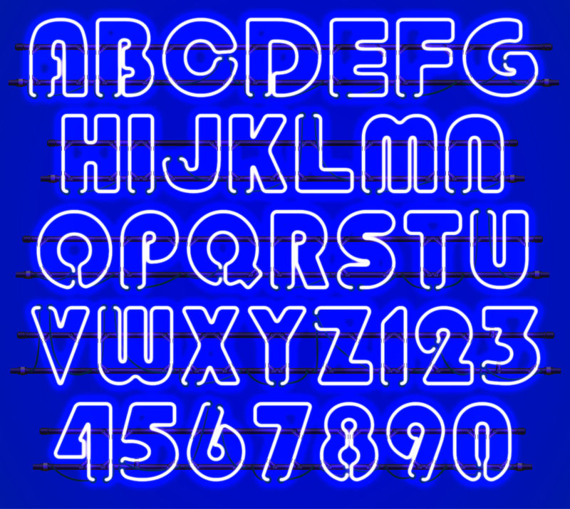 矢量发光蓝色霓虹灯字母设计元素