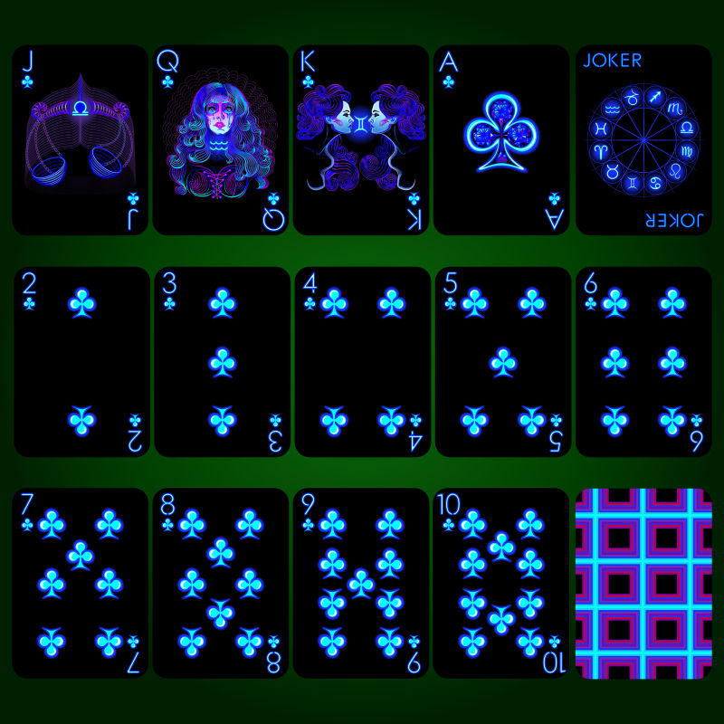 霓虹星座扑克牌矢量设计