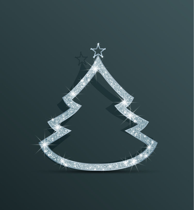 亮闪闪的圣诞树轮廓矢量圣诞元素背景