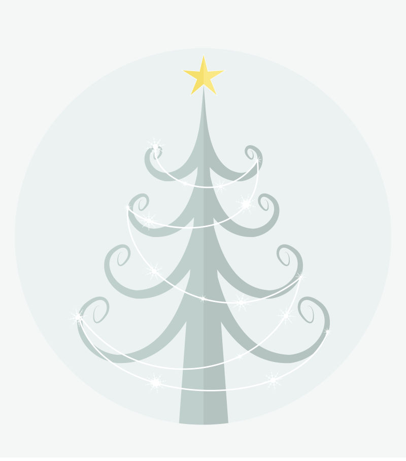 手绘银白色圣诞树矢量元素背景