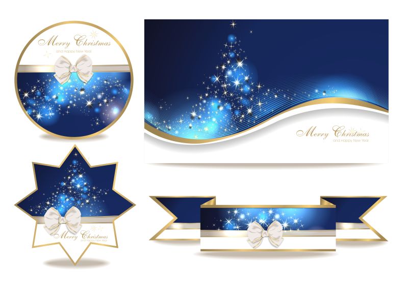 蓝色星星背景圣诞横幅设计矢量图