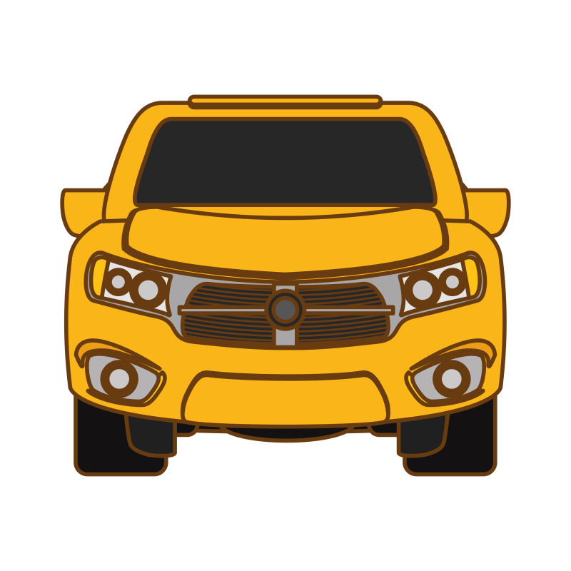 黄色私家汽车矢量插图