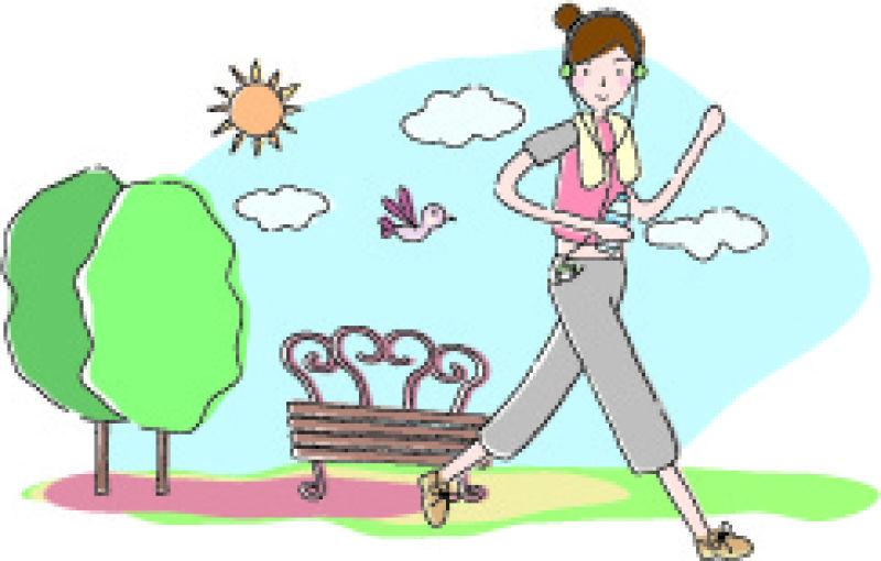 在晨起的阳光下跑步的年轻女人矢量插图